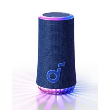 Boxa portabila Anker SoundCore Glow, Bluetooth, 30 W, Autonomie 18 ore, Sunet 360°, Waterproof IP67 (Albastru)