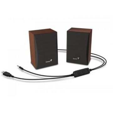 Boxe 2.0 Bluetooth RMS 3W (2 x 1.5W) USB Power Lemn Negru/Maro