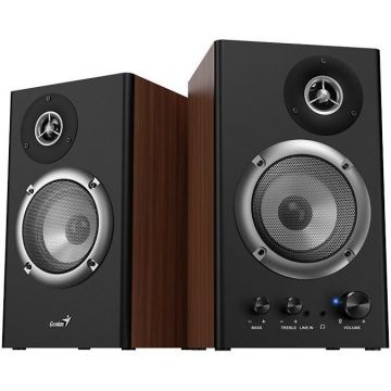 Boxe 2.0 RMS 36W (2 x 18W) Amplificare Integrata Lemn Maro/Negru