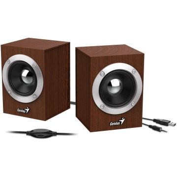 Boxe 2.0 Rms 6W (2 x 3W) USB Power Lemn Maro