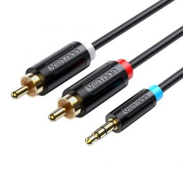 Cablu audio Vention BCLBH, Jack 3,5 mm la 2x RCA tata, 2m (Negru)