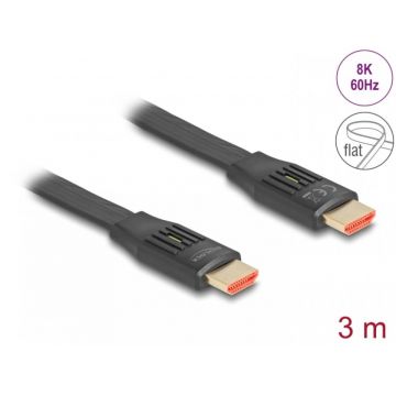 Cablu flat HDMI 8K60Hz/4K240Hz 3m, Delock 81003