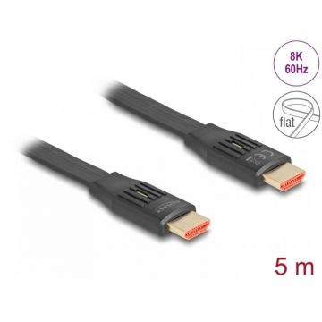 Cablu flat HDMI 8K60Hz/4K240Hz 5m, Delock 81004