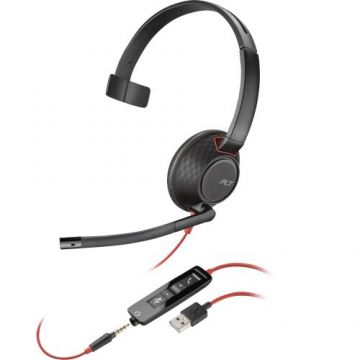 Casca call center Poly Blackwire 5210, Monaural, Cu fir (Negru)