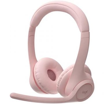 Casti call center Logitech Zone 300, Microfon, Bluetooth (Roz)