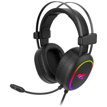 Casti Gaming Havit GAMENOTE H2016D, RGB, USB + 3.5 mm (Negru/Rosu)
