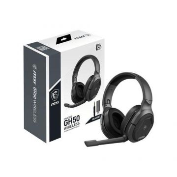 Casti Gaming MSI IMMERSE GH50 Wireless, USB Type-C, Jack 3.5mm, Microfon (Gri)