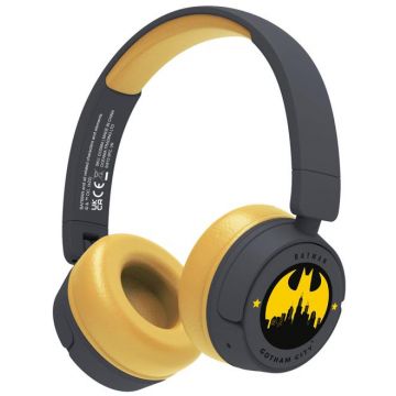 Casti Gaming OTL Batman Gotham City, Pentru copii, Cu fir si Bluetooth (Gri/Galben)