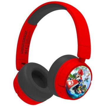 Casti Gaming OTL Mario Karts, Pentru copii, Cu fir si Bluetooth (Negru/Rosu)