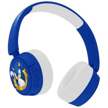 Casti Gaming OTL Sonic The Hedgehog, Pentru copii, Cu fir si Bluetooth (Albastru/Gri)