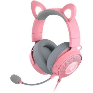 Casti Gaming Razer Kraken Kitty V2 Pro Quartz, Microfon, Cu fir (Roz)