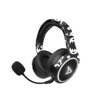 Casti Gaming Steel Play Impulse, Microfon detasabil, Cu fir si Bluetooth (Negru/Alb)
