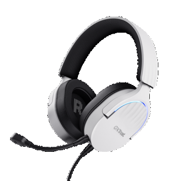 Casti Gaming Trust GXT 490P Fayzo, Cu fir, Microfon, iluminare RGB (Alb)