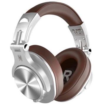 Casti Wireless profesionale OneOdio , Bluetooth 5.2, Jack 3.5 mm, Jack 6.35 mm, Difuzor 40 mm, Impedanta 32 Ohm, Acumulator 650 mAh (Argintiu)