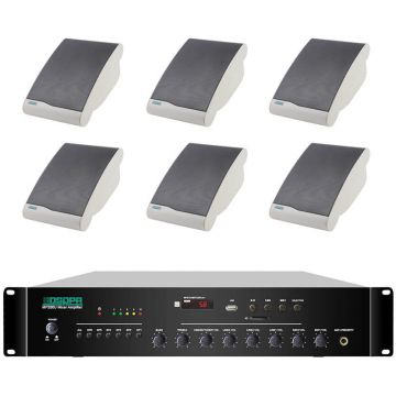 Pachet Sonorizare MP260U+6xDSP106II Amplificator + 6x Boxe 60W De Perete Radio FM+USB