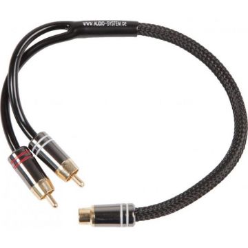 SISTEM AUDIO Cablu RCA high-end (pereche) Cablu Y-RCA OFC de 300 mm (1x M și 2x conector F) cu SNAKE SKIN Conector metalic masiv cu fantă oblică de 8 ori cu pachet blister
