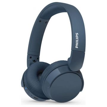Casti Stereo Wireless Philips Seria 4000 TAH4209BL/00, Bluetooth, Autonomie 55 ore, Gestionare apeluri, Microfon (Albastru)