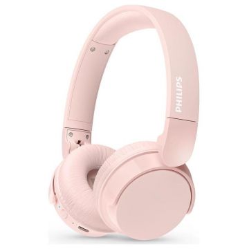Casti Stereo Wireless Philips Seria 4000 TAH4209PK/00, Bluetooth, Autonomie 55 ore, Gestionare apeluri, Microfon (Roz)