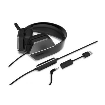 Casti Gaming Philips Seria 4000, USB + Jack 3.5mm, Surround 7.1, Tehnologie DTS Headphone:X 2.0 (Negru)