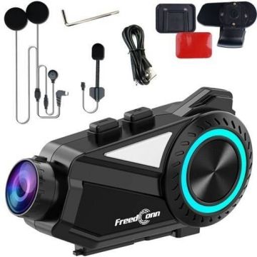 Casca R3 Intercom Video Recorder Motocicleta Negru