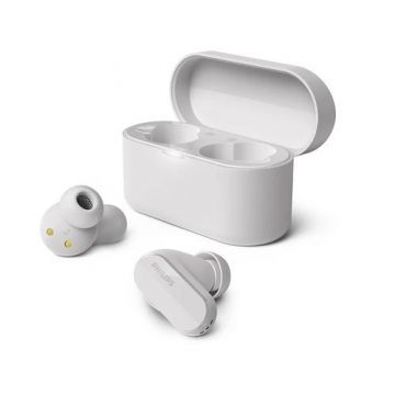 Casti True Wireless Philips TAT3508WT/00, Bluetooth, In-ear, Microfon, Noise Cancelling (Alb)