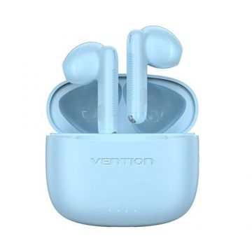 Casti True Wireless Vention NBHS0, tip butoni, utilizare smartphone, Bluetooth 5.3, microfon pe casca, USB Type-C, acumulator charging case 300mAh, durata baterie pana la 30 ore (Albastru)