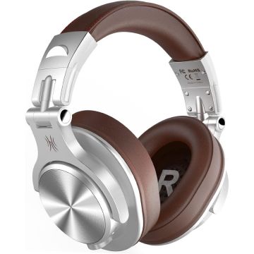 ONEODIO Casca OneOdio wireless, cu fir, tip over ear, utilizare multimedia, DJ, conectare prin Bluetooth 5.2 | Jack 3.5 mm | Jack 6.35 mm, difuzor 40 mm, impedanta 32 Ohm, acumulator 650 mAh, argintiu