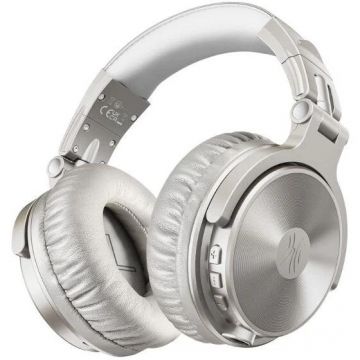 ONEODIO Casca OneOdio wireless, cu fir, tip over ear, utilizare multimedia, gaming, conectare prin Bluetooth 5.0 | Jack 3.5 mm | Jack 6.35 mm, difuzor 50 mm, impedanta 32 Ohm, acumulator 1000 mAh, argintiu, Pro-C-Silver