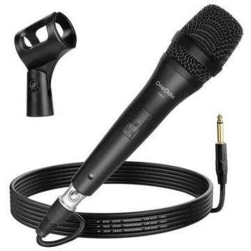 ONEODIO Microfon OneOdio, cu fir, conectare prin Jack 6.35 mm, sensibilitate -53±2dB, impedanta 450 Ohm, metal, negru, ON55