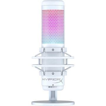 HP Microfon HyperX Q귊st S, USB, RGB, stereo/omnidirectional/cardioid/bidirectional, senzor Tap-to-Mute cu LED, soft NGENUITY, certificat Discord/TeamSpeak, PC/PS5/PS4/ Mac, alb