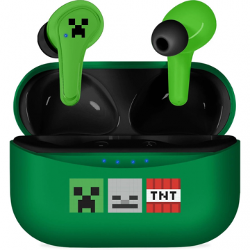 Casti True Wireless OTL Technologies  MINECRAFT ICONS, Bluetooth 5.3, Microfon (Verde)