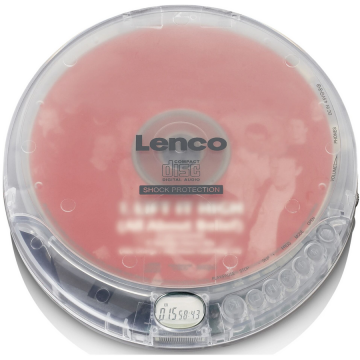 Lenco Player CD portabil Lenco CD-202TR, transparent, conectivitate AUX