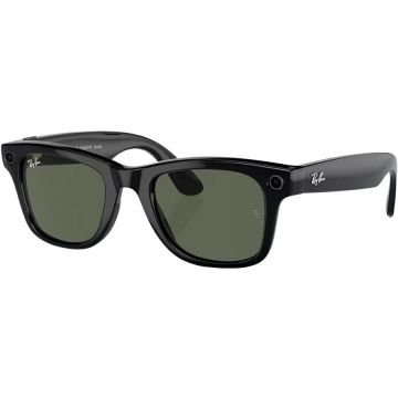 Ray-Ban Ochelari Smart Ray-Ban Meta Wayfarer, Marime M, Wireless, Bluetooth, Microfon, Smart Glasses AI, Lentile G15, Standard, Verde-Negru