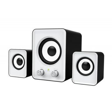 Avex Boxe Stereo 2.1 cu conectare USB & Jack, putere 5W + 2 x 3W, Alb