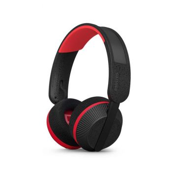 Casti Stereo Wireless Philips TAA6219BK/00, Bluetooth 5.4, IP55, Autonomie 80 ore (Negru/Rosu)