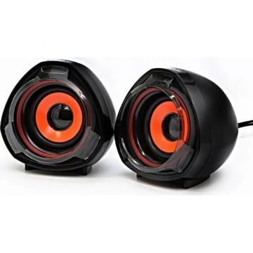 Logo Difuzoare cu logo SPZ2, 2.0, 5W, control al volumului, Negru