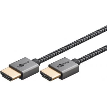 Cablu Slim High Speed HDMI 4K60Hz T-T 0.5m brodat, Goobay G75751