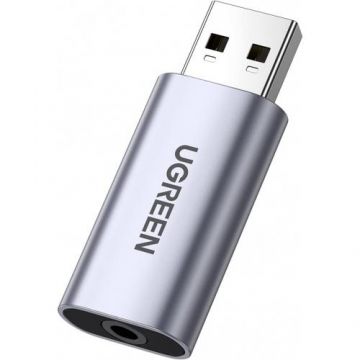 Placa de sunet USB UGREEN CM383, 1 x Jack 3.5mm, Gri