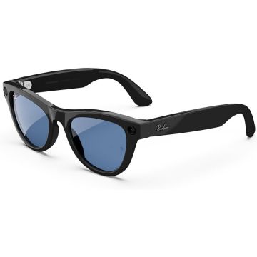 Ray-Ban Ochelari Smart Ray-Ban Meta SKYLER, Marime M, Negru, 32 GB stocare, Camera Foto 12mp, 5 microfoane, difuzoare, Wifi 6, Meta AI, Standard, Clear-Cerulean-Blue Transitions, Negru-Lucios