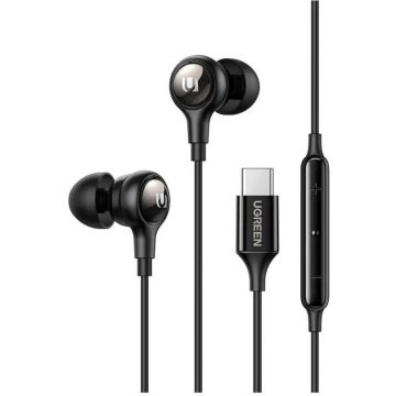 Ugreen CASTI Ugreen, EP103, intraauriculare - butoni, pt smartphone, microfon pe fir, conectare prin USB Type-C, lungime cablu 1.2m, negru