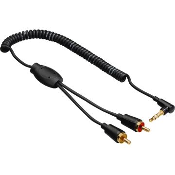 Cablu audio Hama Jack 3.5 mm Male - 2x RCA Male, 0.75m, negru
