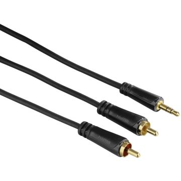 Cablu audio Hama Jack 3.5 mm Male - 2x RCA Male, 10m, negru