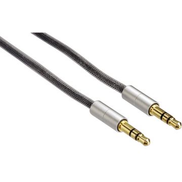 Cablu audio Hama Jack 3.5 mm Male - Jack 3.5 mm Male, 2m, argintiu