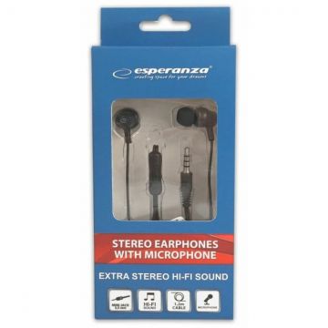 Casti Audio EH189K cu Microfon Negru