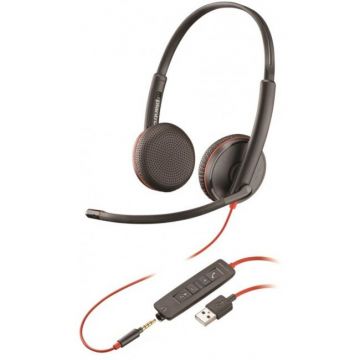 Casti Blackwire C3225   1x miniJack 3.5mm 1x  USB-A 118dB Negru