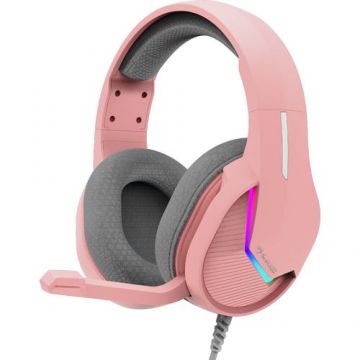 Casti Gaming Marvo H8618, USB, Microfon, Iluminare RGB (Roz)