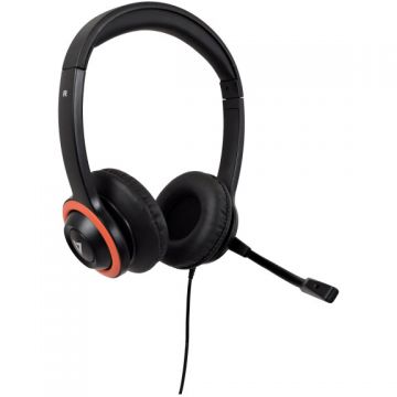 Casti HEADSET W/BOOM MIC 3.5MM EDU/ANTI-BACTERIAL VOL LTD 2M CBL Negru