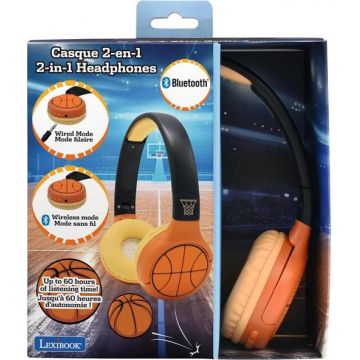 Casti Lexibook HPBT010BA, Bluetooth, BASCHET (Negru/Maro) Casti Lexibook HPBT010BA, Bluetooth, BASCHET (Negru/Maro)