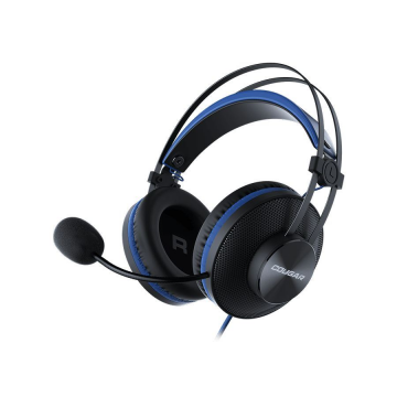 Cougar Casti gaming cu fir Cougar Immersa Essential, drivere 40mm, noise cancelling, PC/Multimedia, Negru/Albastru