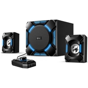 genius Boxe GENIUS 2.1, RMS: 36W (2 x 6W + 1 x 24W), gaming, negru si albastru